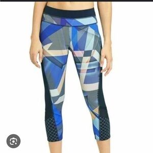 Athleta Electric Geo Sonar Capri Leggings Blue Pink Geometric Women’s Medium